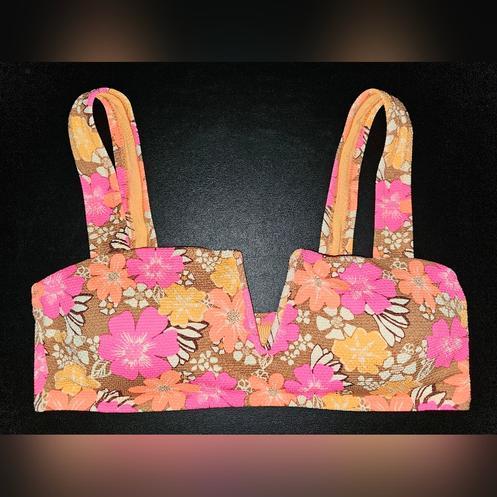 NWT Aerie Floral Print "Bandeau" Crop Top Large